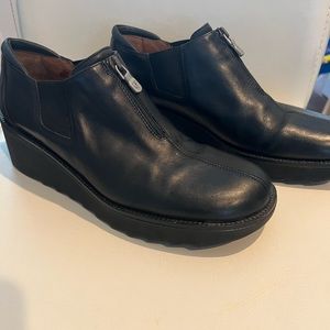 Donald Pliner wedge zip up booties